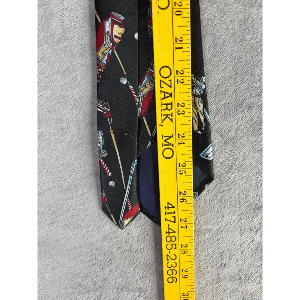 Golf Novelty Tie Mens OS Black Sports Clubs‎ Bags Polyester Necktie